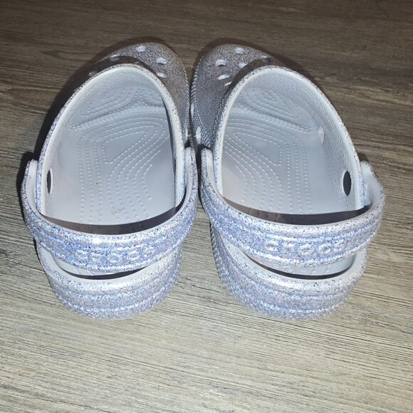 Silver Glitter Crocs Clogs Child Sz13 - Picture 2 of 3